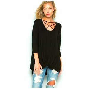 Cage Front Knot Bottom Blouse